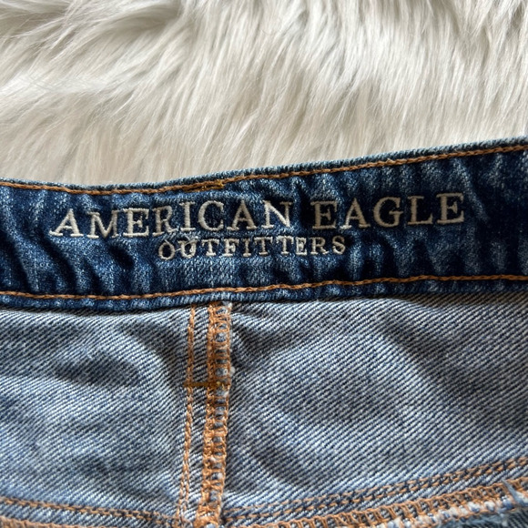 American Eagle Outfitters Womens Denim A Line Skirt Blue Distressed Frayed Hem 6 - Picture 6 of 6